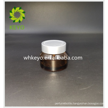 30g Hot sale make up packing amber colored empty cosmetic cylinder glass jar with screw cap